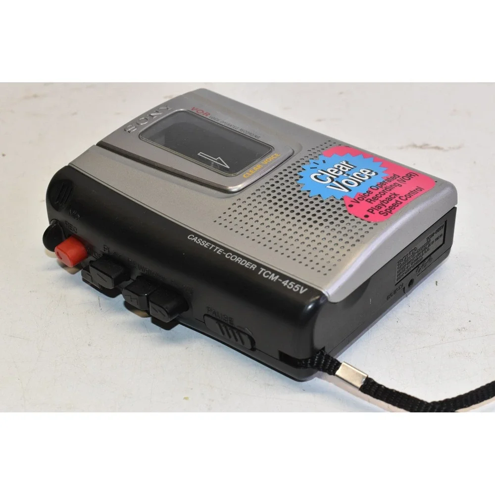Sony Cassette Recorder Silver Black TCM-455V Clear Voice VOR- TESTED